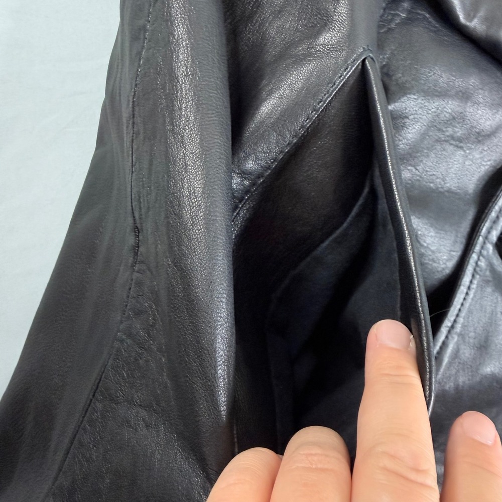 Boston Harbour Outdoorwear Mens Black Leather Button Front Car Coat Jacket L - Picture 14 of 16